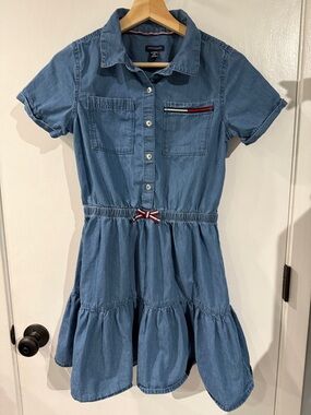 Tommy Hilfiger Girls' Blue Chambray Short-Sleeve Dress